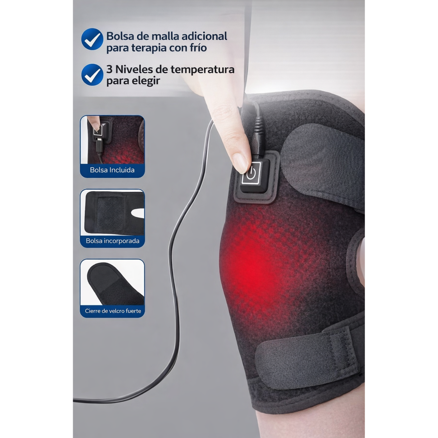 Rodillera Calefactora Eléctrica 3 en 1